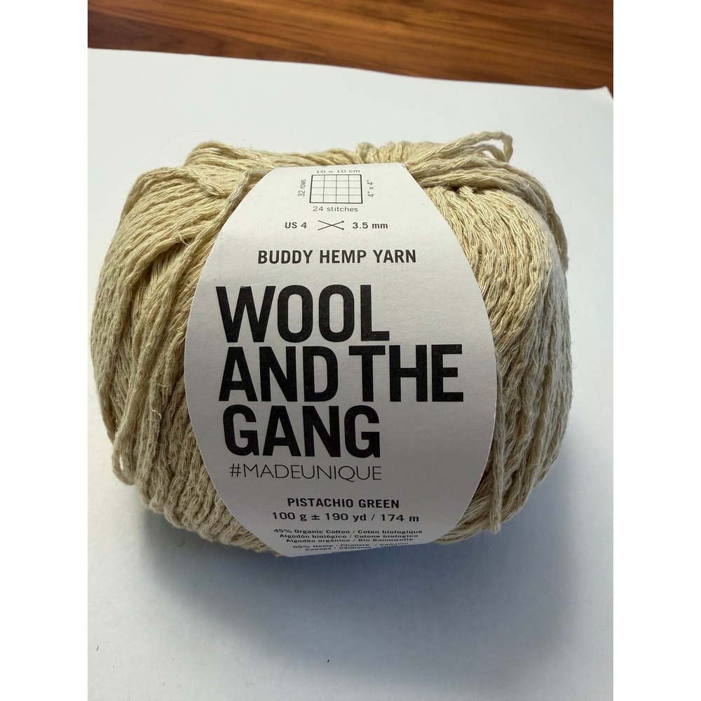 New Wool And The Gang Buddy Hemp Yarn 100g Pistachio‎ Green Organic Cotton Blend